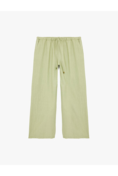 Koton Viscose Elastic Waist Straight Wide Leg Trousers