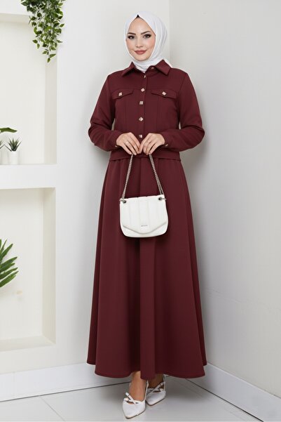 Bestenur Ceket Etek Scuba İkili Takım 1614 - Bordo