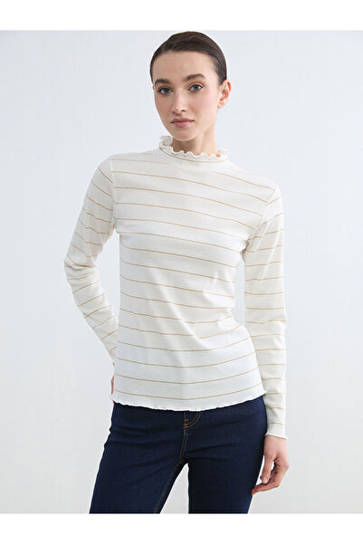 LC Waikiki Ruffled Dominant Roba Collar Striped Women's Body by Style Keepers...