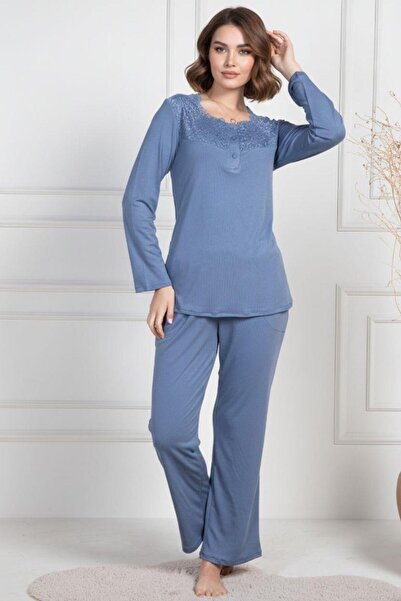 Mecit Pijama Mecit 6104 Indigo Women's Plus Size Pajamas Set