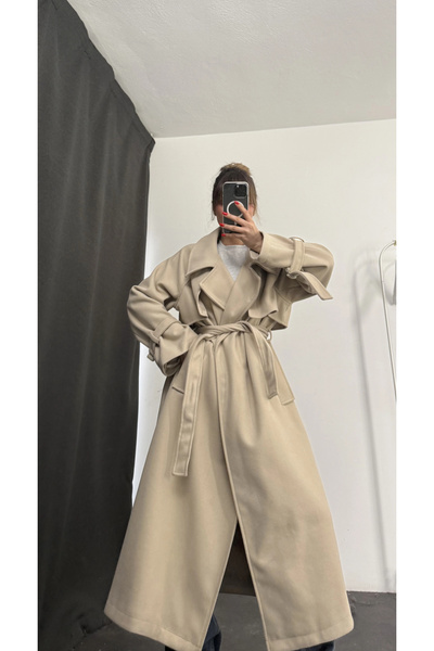 nona butik Daisy Cashmere Coat - Beige