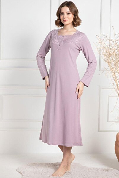 Mecit Pijama Mecit 6106 Gül Kurusu Büyük Beden Kadın Gecelik