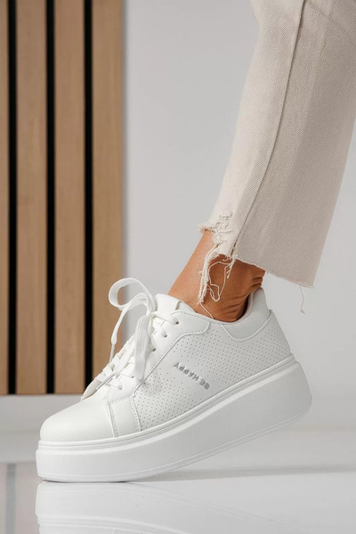 Zaira Γυναικεία λευκά πάνινα παπούτσια από οικολογικό δέρμα Ada #24001 - 39