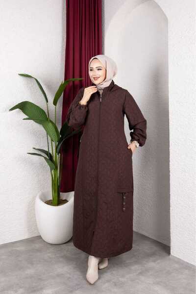 Pamuk Butik Kadın Fermuar Kapamalı Tam Boy Kapitone Mont