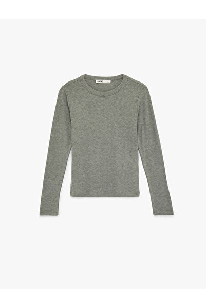 Koton Slim Fit Long Sleeve Crew Neck Corded Fabric T-Shirt