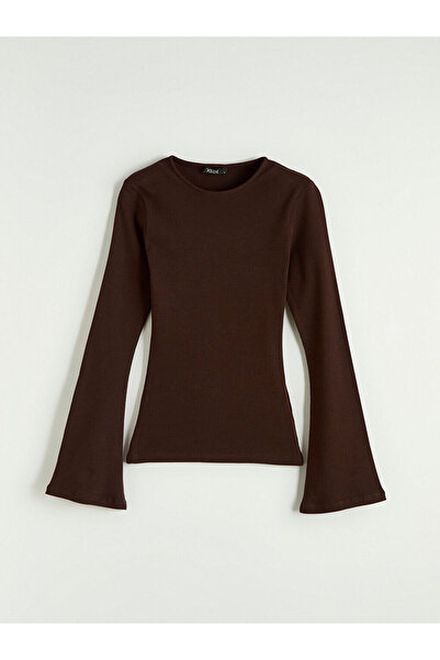 LC Waikiki Kahverengi Bisiklet Yaka İspanyol Kol Kadın Body