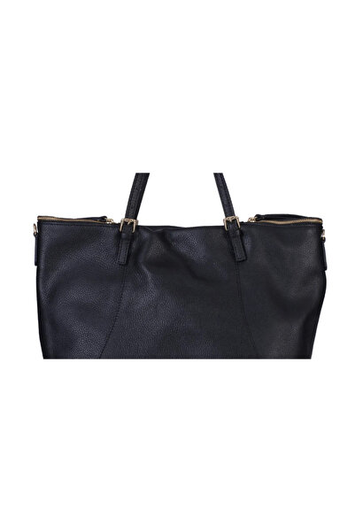 ZEVO Women's Black Leather Shopper Bag Fabiana