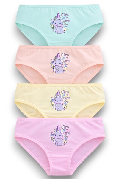 Fanilam Chiloți din bumbac pentru fete, pachet de 4, cu modele drăguțe, talie...