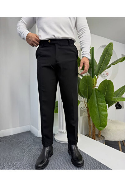 Stylo Men Erkek Siyah Boyfriend Duble Paça Kumaş Pantolon