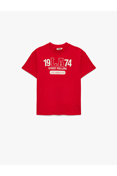 Koton Printed Short Sleeve Crew Neck Cotton Oversize T-Shirt