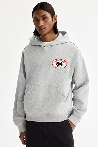 H&M Motif Detaylı ve Kapüşonlu Üst Loose Fit