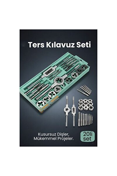 ModaCar 20 Parça Profesyonel Metrik Ters Kılavuz ve Pafta Seti M3-M12 - Hassa...