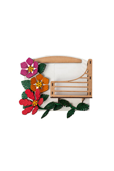 Amco Wooden key holder and accessories, laser cut, 3D floral decoration, 23x2...