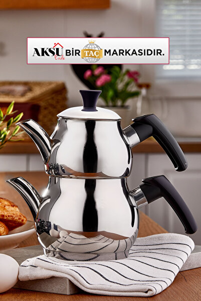 AKSU Küre Medium Size Stainless Steel Teapot Set 1.00-2.00Lt