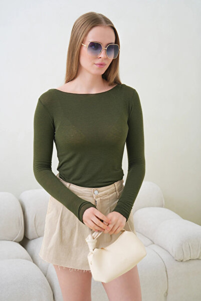 CARLA MARA Women's Wide Collar Long Sleeve Lycra Combed Cotton Blouse