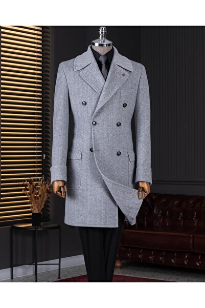 TerziAdemAltun Italian Style S Slim Fit K Double-Breasted Wool Blended Cashme...