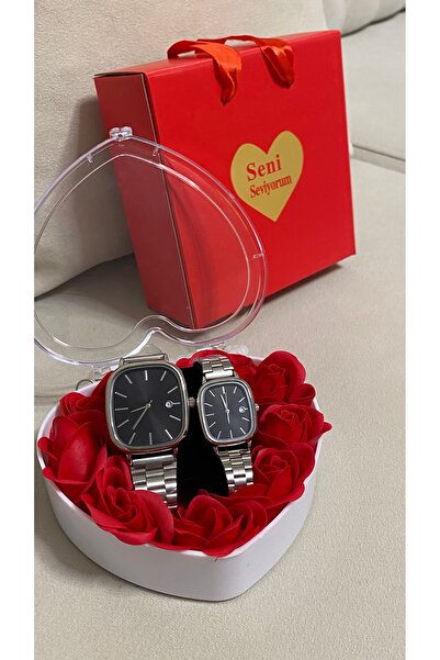 T-GOER 14 Şubat’a Özel Sevgililer günü Özel Kalpli Güllü Hediye Kutulu Saat