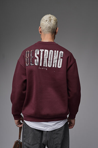 Butik Trend Biz Oversized Patterned Back Printed Embroidery Detailed Sweatshirt