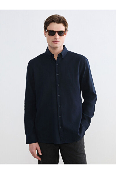 LC Waikiki Navy Blue Regular Fit Dobby Men's Shirt