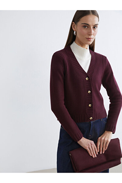 LC Waikiki Özmarka Νέα Σεζόν Γυναικεία Πλεκτή Ζακέτα με V-λαιμόκοψη και Αυτοσ...