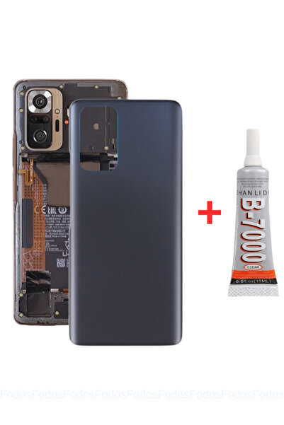 Piaks Xiaomi Uyumlu Redmi Note 10 Pro Arka Pil Batarya Kapağı - Siyah + B7000...