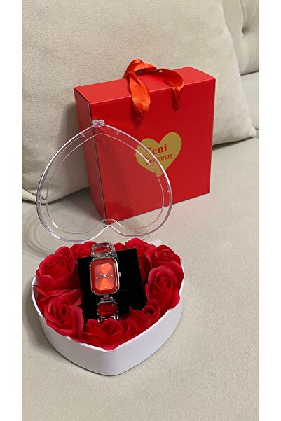 T-GOER 14 Şubat’a Özel Sevgililer günü Özel Kalpli Güllü Hediye Kutulu Saat
