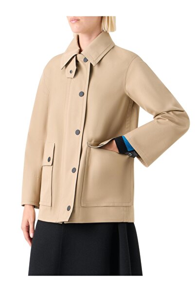 Akris Punto Dik Yaka Düğmeli Bej Parka Ceket