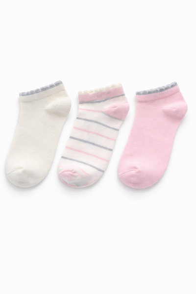 SOLDE SOCKS مجموعة من 3 جوارب قطنية يومية للفتيات - نمط أساسي، ناعمة ومريحة، ...