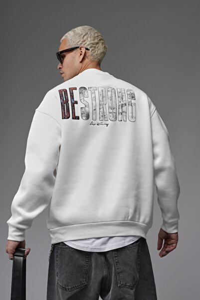 Butik Trend Biz Oversized Patterned Back Printed Embroidery Detailed Sweatshirt