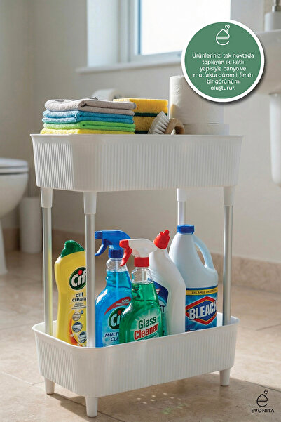 EVONİTA Raft organizator cu două niveluri – Organizator pentru dulap de bucăt...