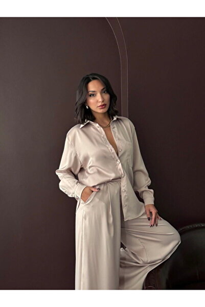 Lady Pixie Satin Shirt with Single Pocket Detail
