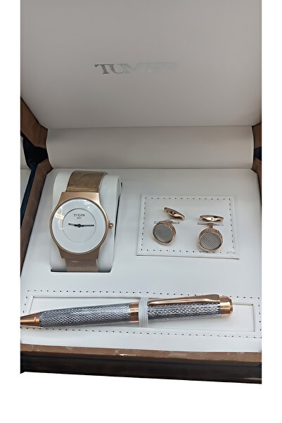 Boutique A stylish and coordinated men's accessory set in rose gold and silver
