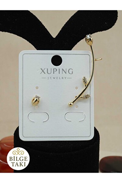 Bilge Takı Vip Zircon Stone Rose Gonca Figured Xuping Earrings, Stainless, Do...