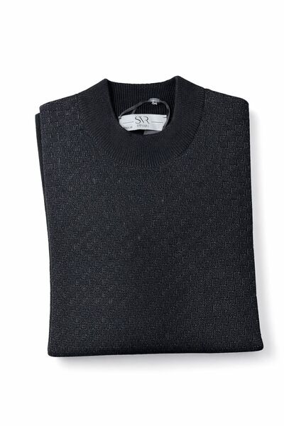 SÜVARİ Normal Kalıp %100 Yün Tüylenmez Yarım Balıkçı Yaka Premium Kalite Dese...