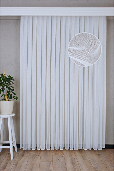 PAŞAMANLAR 600 Cm Mat Beyaz Bambu Orta Gramajlı 1/3 Sık Pileli Salon, Oturma,...