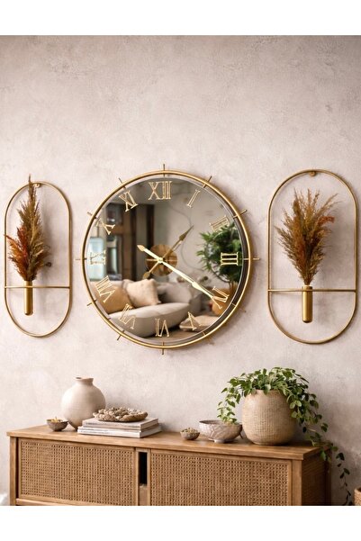 Mgs DUVAR SAATİ -LAWİ GOLD ROMA SET AYNALI AĞLIDUVAR SAATİ