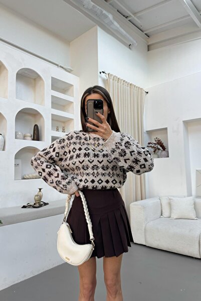mylove Ethnic Pattern Knitwear Sweater Mink