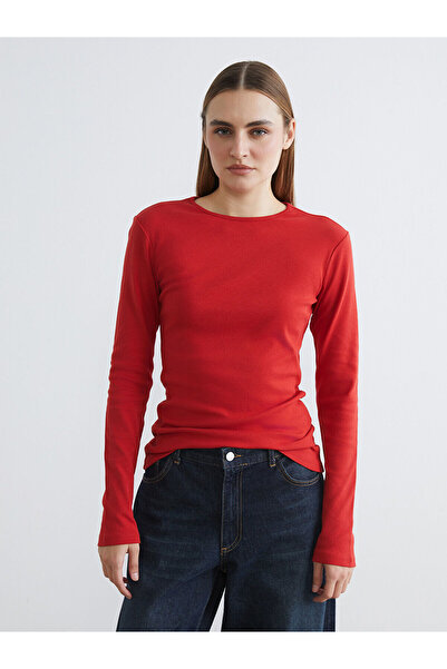 LC Waikiki artı-store Γυναικείο κορμάκι με λαιμόκοψη ποδηλάτου και μακριά μαν...