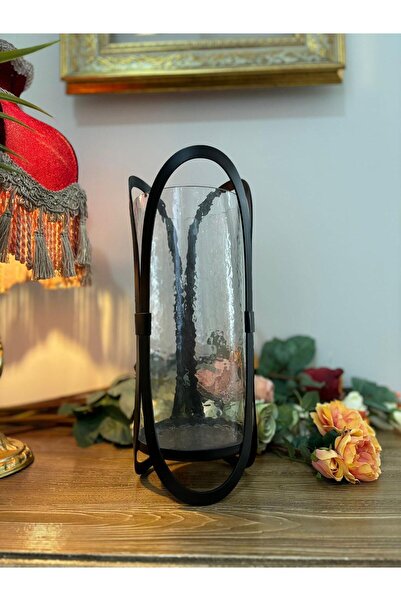 DoraHomeDekor SİYAH METAL CAM FENER(MUMLUK)