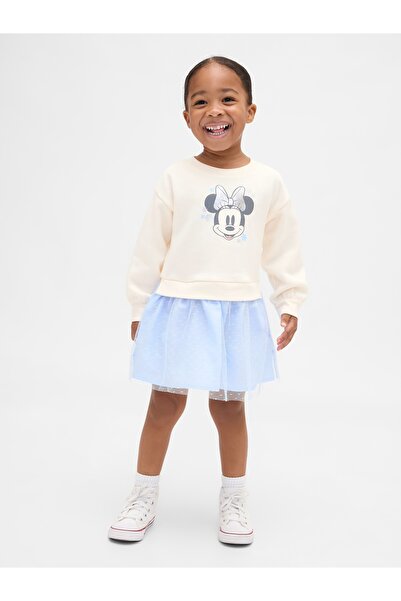 GAP Kız Bebek Krem VintageSoft Sweatshirt Elbise