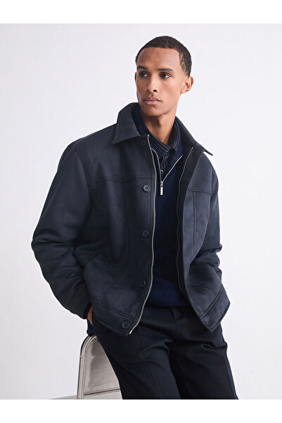 LC Waikiki Palton pentru bărbați din piele intoarsa cu guler cămașă și formă ...