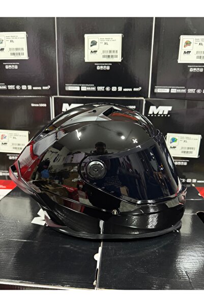 MT Braker sv parlak siyah kask siyah vizörlü (+1 siyah vizörlü)