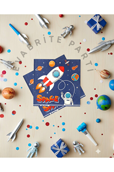 Evabrite Cosmic Space Astronaut Themed Birthday Napkin - Pack of 20 - 33X33 c...
