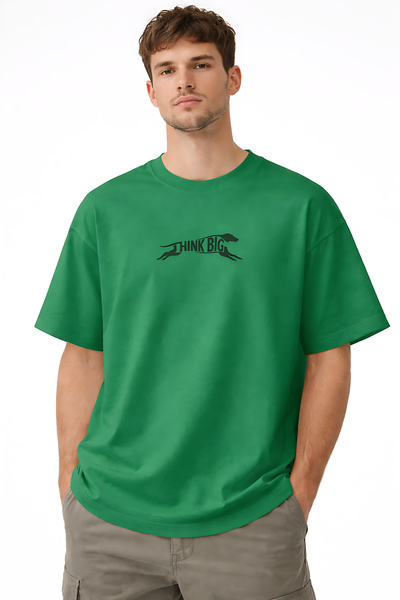 ArtYus Think Big cu imprimeu Bumbac croi relaxat Gât rotund Unisex tricou