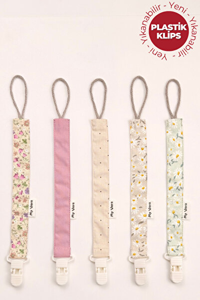 MyVera Vizon-Gül Kurusu-Vizon Puantiye-Papatyalar - Plastik Klipsli Emzik Ask...