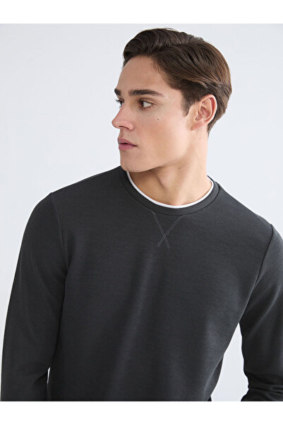 LC Waikiki RMZ GİYİM ΠΡΟΣΦΟΡΕΣ ΤΗΣ ΣΕΖΟΝΗΣ Ανδρικό φούτερ Anthracite Crew Neck