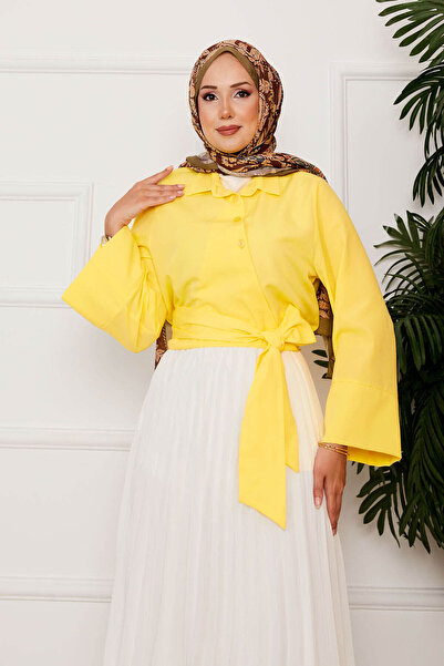EBRUTESETTÜR Side-Tie Wide-Sleeve Shirt Dark Yellow