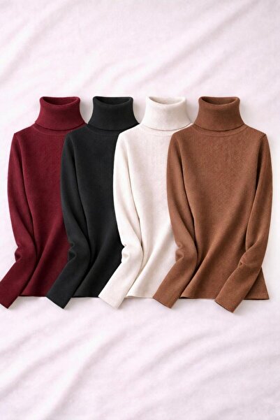 LUPERCUS Women's Turtleneck Fisherman Sweater 4 Pieces Long Sleeve