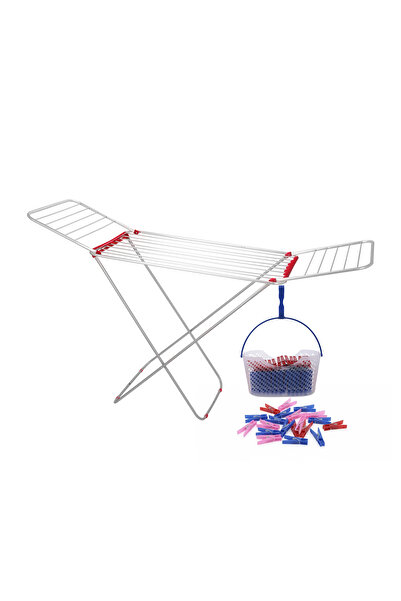 Cuisine Art 18M Aluminium Cloth Dryer, Blue/Red (Assorted) & Basket with 90 P...