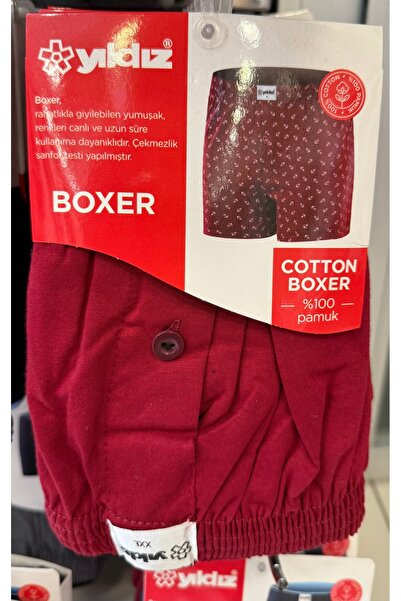 Yıldız İç Giyim 3 Lü Paket %100 Pamuk BORDO RENK 1.Kalite Erkek Havlu Bel Boxer